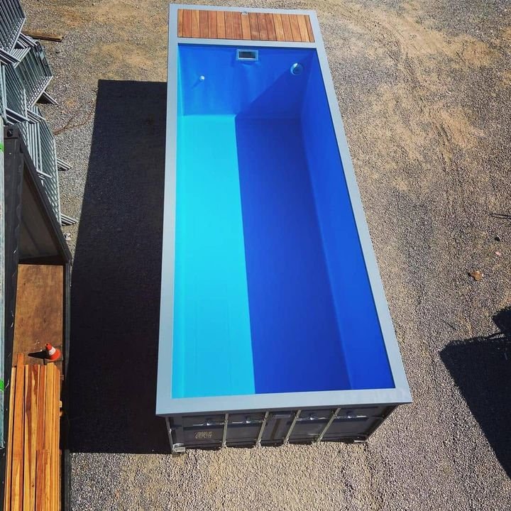 20 Fuß Container Pool 6 m mit verstärkter Poolfolie – Stahl Container Swimmingpool 4,30 × 2,30 × 1,60 m