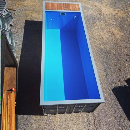 20 Fuß Container Pool 6 m mit verstärkter Poolfolie – Stahl Container Swimmingpool 4,30 × 2,30 × 1,60 m