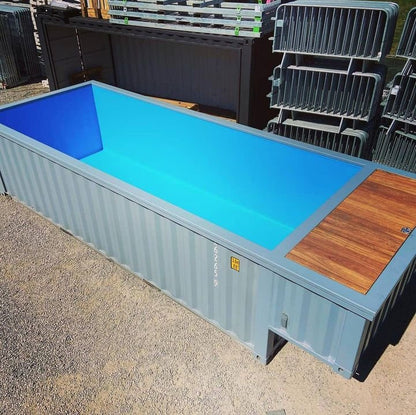 20 Fuß Container Pool 6 m mit verstärkter Poolfolie – Stahl Container Swimmingpool 4,30 × 2,30 × 1,60 m