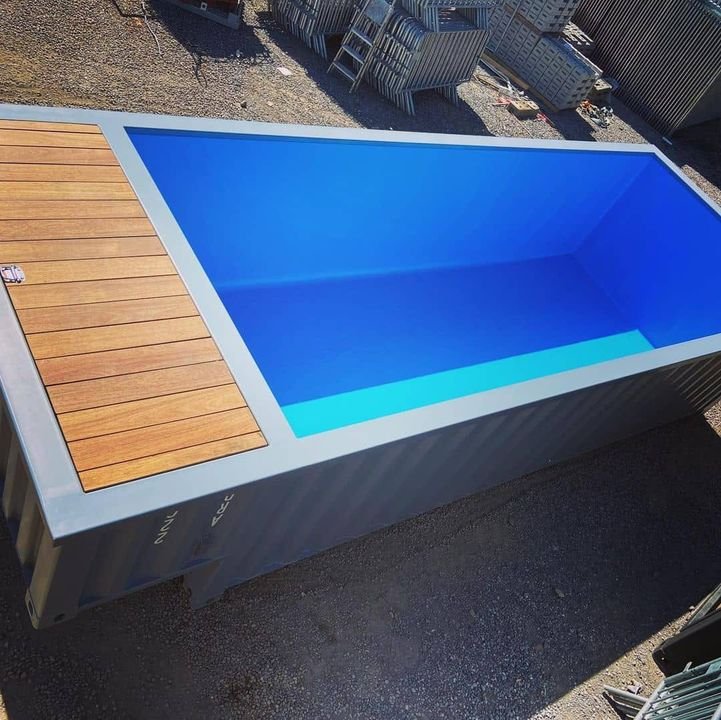 20 Fuß Container Pool 6 m mit verstärkter Poolfolie – Stahl Container Swimmingpool 4,30 × 2,30 × 1,60 m