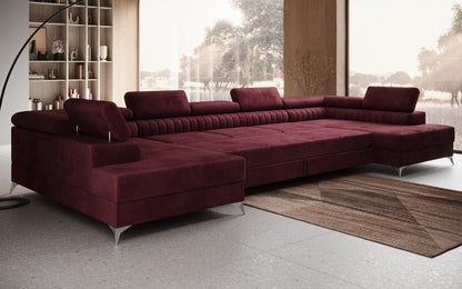 Luxusbetten24 Aurea XXL Sofa mit Schlaf- und Klappfunktion in Samt