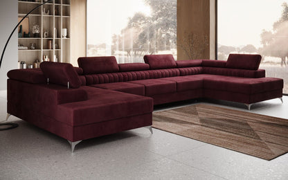 Luxusbetten24 Aurea XXL Sofa mit Schlaf- und Klappfunktion in Samt