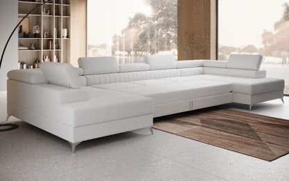 Aurea U XXL Designer Sofa Bouclé mit Schlaf‑und Klappfunktion