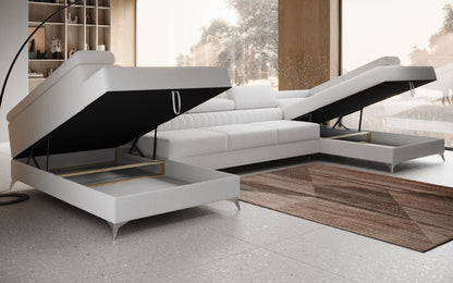 Aurea U XXL Designer Sofa Bouclé mit Schlaf‑und Klappfunktion