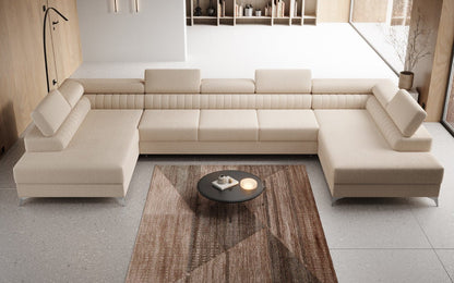 Aurea U XXL Designer Sofa Bouclé mit Schlaf‑und Klappfunktion
