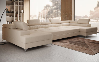 Aurea U XXL Designer Sofa Bouclé mit Schlaf‑und Klappfunktion