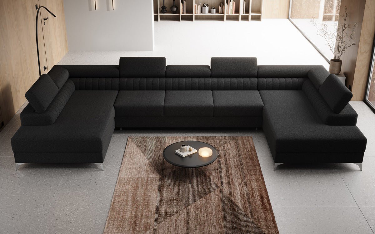 Aurea U XXL Designer Sofa Bouclé mit Schlaf‑und Klappfunktion