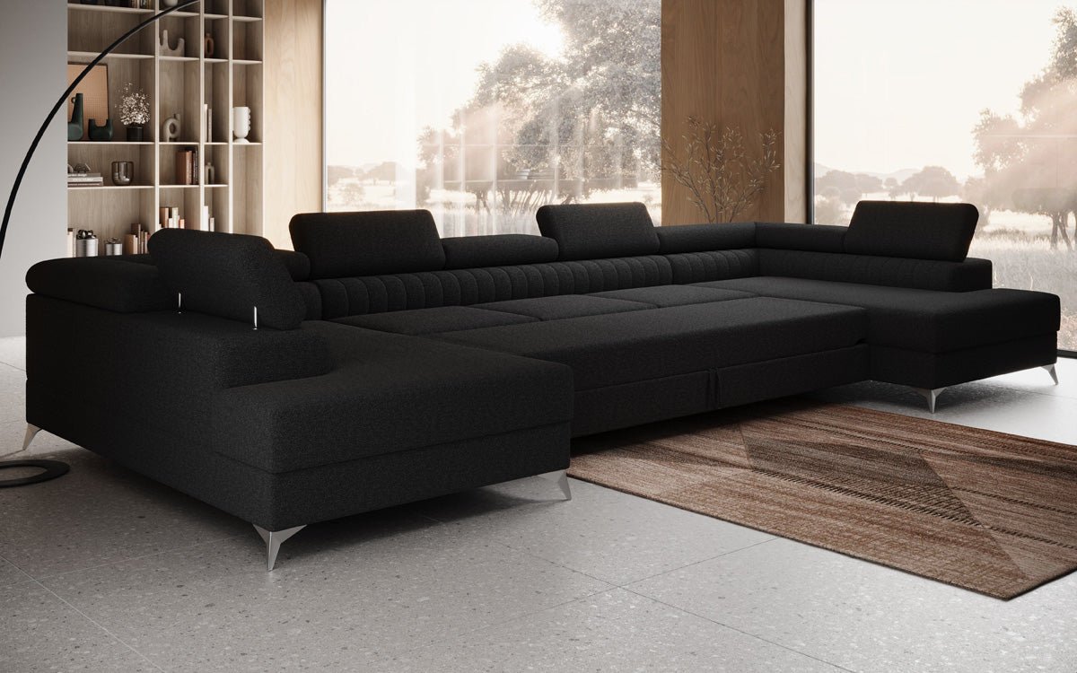 Aurea U XXL Designer Sofa Bouclé mit Schlaf‑und Klappfunktion
