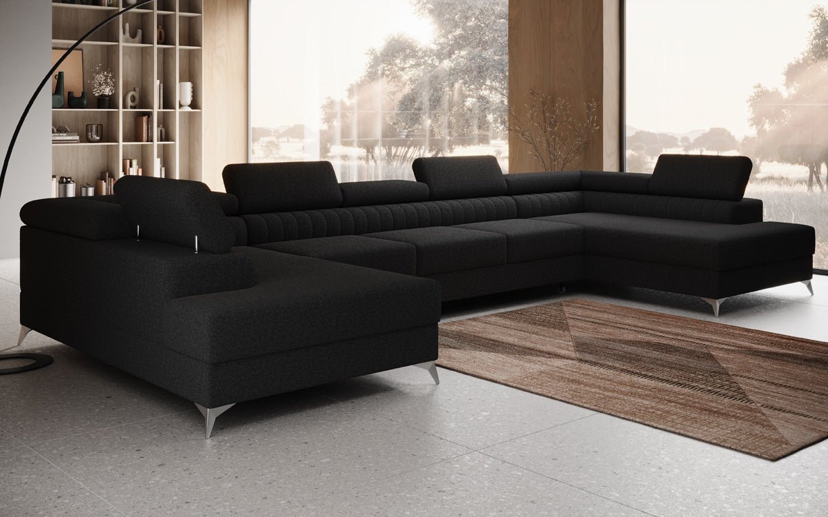 Aurea U XXL Designer Sofa Bouclé mit Schlaf‑und Klappfunktion