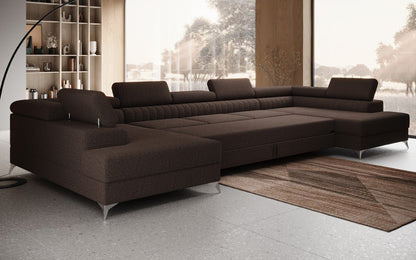 Aurea U XXL Designer Sofa Bouclé mit Schlaf‑und Klappfunktion