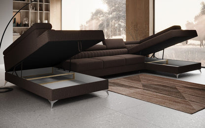 Aurea U XXL Designer Sofa Bouclé mit Schlaf‑und Klappfunktion