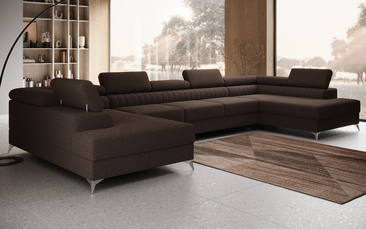 Aurea U XXL Designer Sofa Bouclé mit Schlaf‑und Klappfunktion