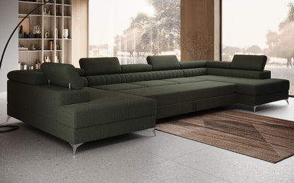 Aurea U XXL Designer Sofa Bouclé mit Schlaf‑und Klappfunktion