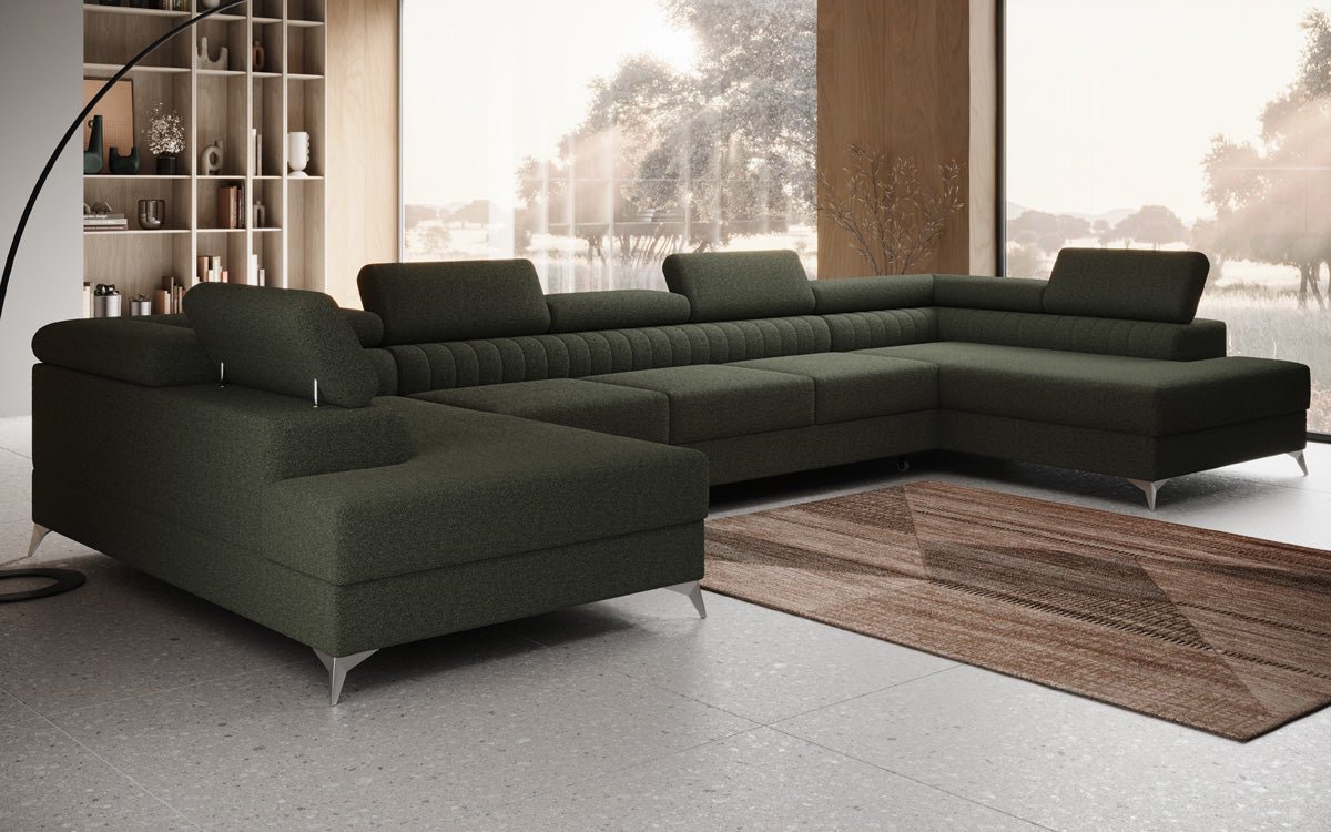 Aurea U XXL Designer Sofa Bouclé mit Schlaf‑und Klappfunktion