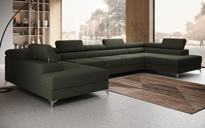 Aurea U XXL Designer Sofa Bouclé mit Schlaf‑und Klappfunktion