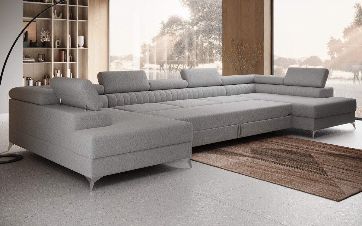 Aurea U XXL Designer Sofa Bouclé mit Schlaf‑und Klappfunktion