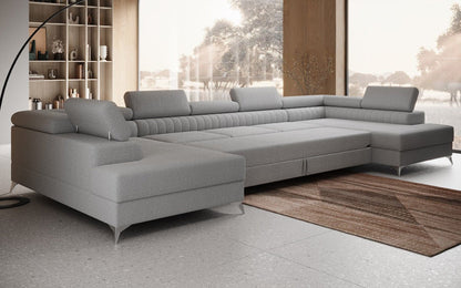 Aurea U XXL Designer Sofa Bouclé mit Schlaf‑und Klappfunktion