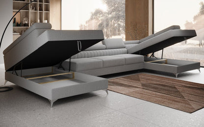 Aurea U XXL Designer Sofa Bouclé mit Schlaf‑und Klappfunktion
