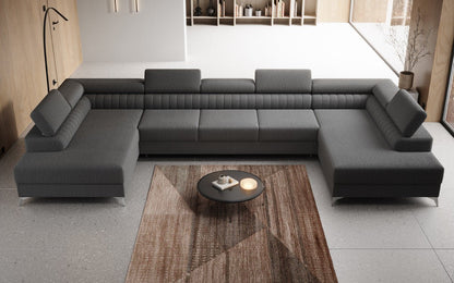 Aurea U XXL Designer Sofa Bouclé mit Schlaf‑und Klappfunktion