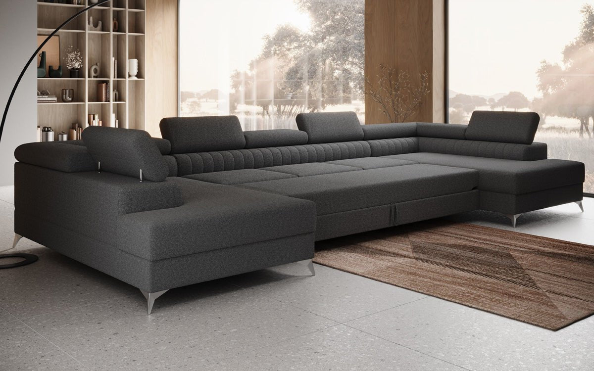 Aurea U XXL Designer Sofa Bouclé mit Schlaf‑und Klappfunktion