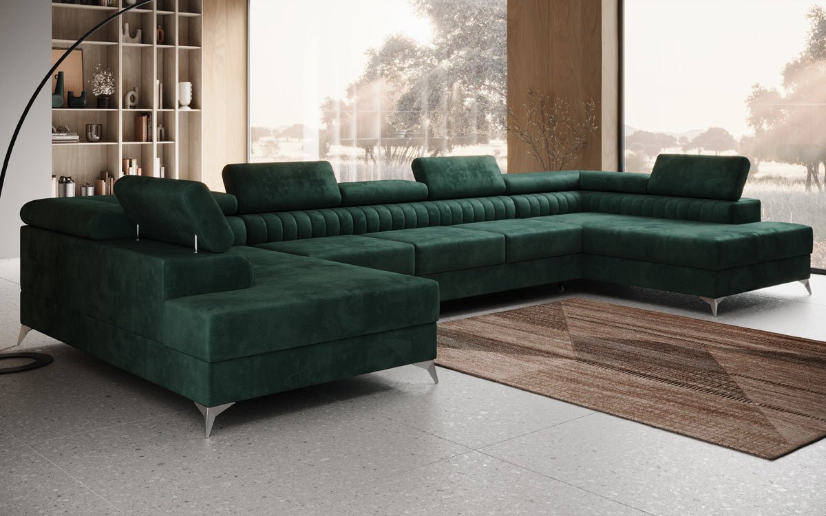 Luxusbetten24 Aurea XXL Sofa mit Schlaf- und Klappfunktion in Samt