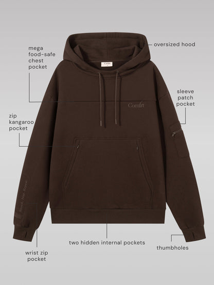 Comfrt Snak™ Hoodie Heavyweight Fleece with 6 Snack Pockets