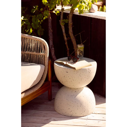 Luxusbetten24 Norvellen Garten Beistelltisch Magnesiumoxid Fiberglas Creme Weiß