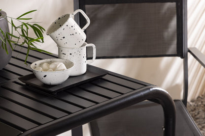 Luxusbetten24 Levina Garten‑Cafégruppe Set Schwarz 3‑teilig Outdoor Möbel
