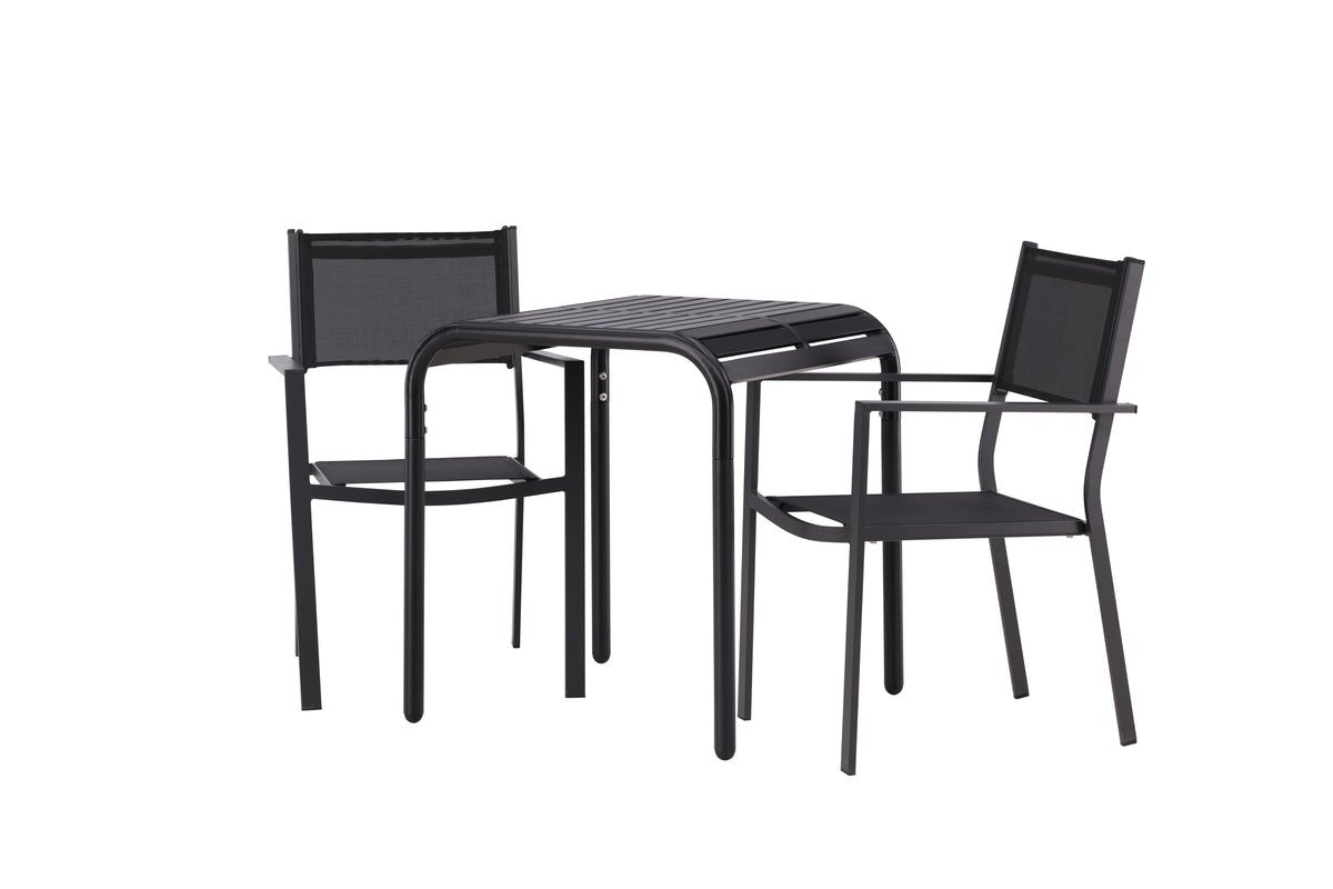 Luxusbetten24 Levina Garten‑Cafégruppe Set Schwarz 3‑teilig Outdoor Möbel