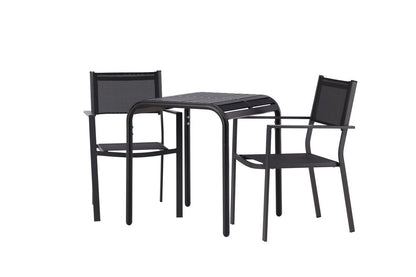 Luxusbetten24 Levina Garten‑Cafégruppe Set Schwarz 3‑teilig Outdoor Möbel