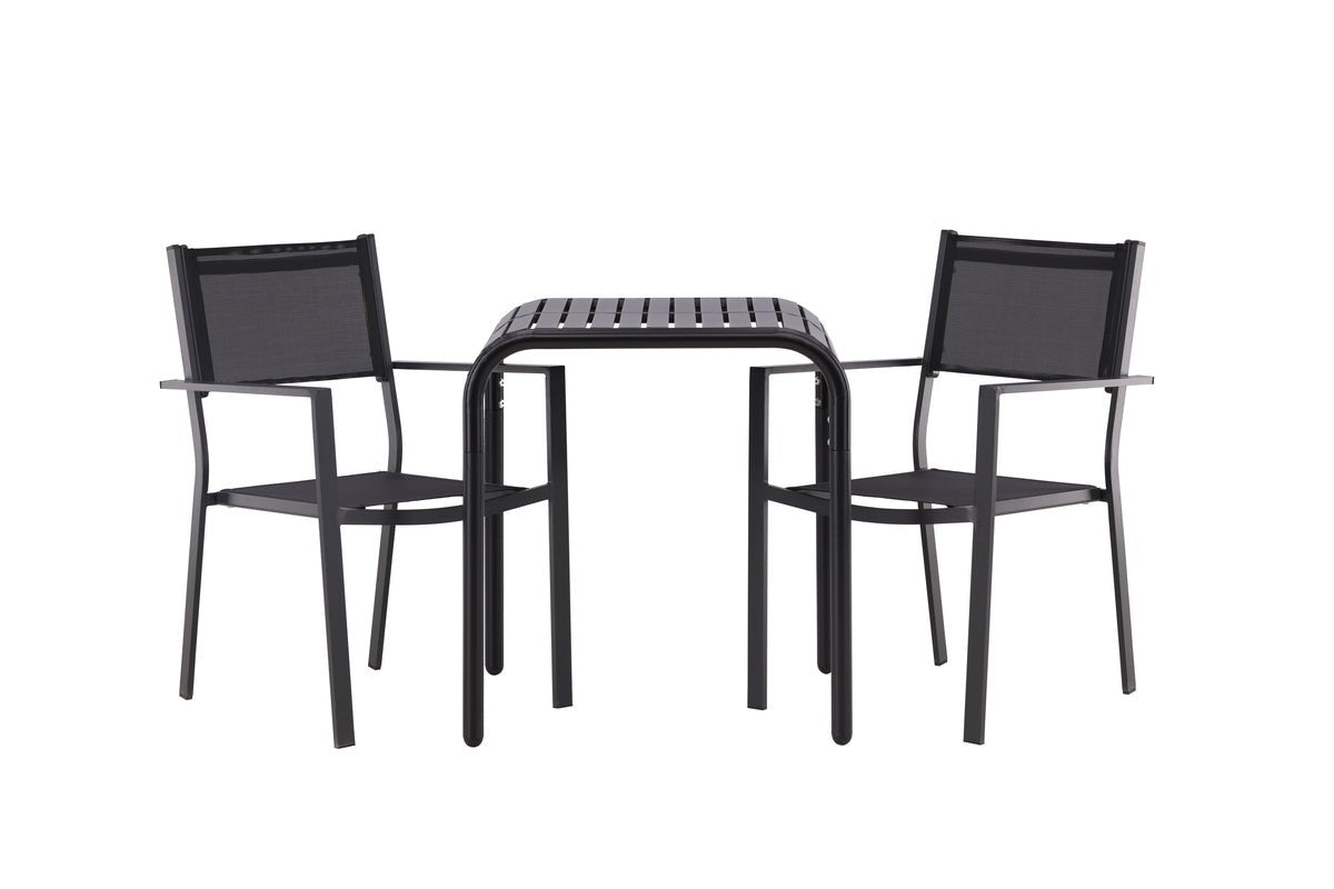 Luxusbetten24 Levina Garten‑Cafégruppe Set Schwarz 3‑teilig Outdoor Möbel