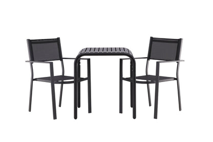 Luxusbetten24 Levina Garten‑Cafégruppe Set Schwarz 3‑teilig Outdoor Möbel