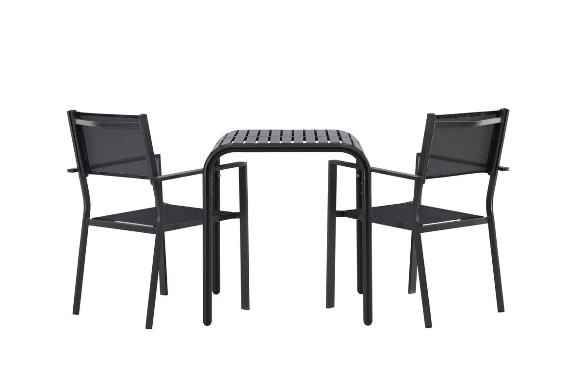 Luxusbetten24 Levina Garten‑Cafégruppe Set Schwarz 3‑teilig Outdoor Möbel