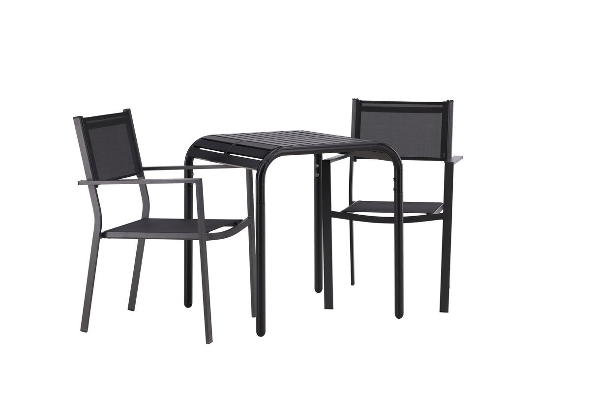 Luxusbetten24 Levina Garten‑Cafégruppe Set Schwarz 3‑teilig Outdoor Möbel