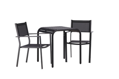 Luxusbetten24 Levina Garten‑Cafégruppe Set Schwarz 3‑teilig Outdoor Möbel