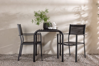 Luxusbetten24 Levina Garten‑Cafégruppe Set Schwarz 3‑teilig Outdoor Möbel