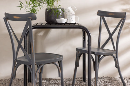 Luxusbetten24 Olivio Cafégruppe 3‑teilig, Wetterbeständig Outdoor Set Dunkelgrau