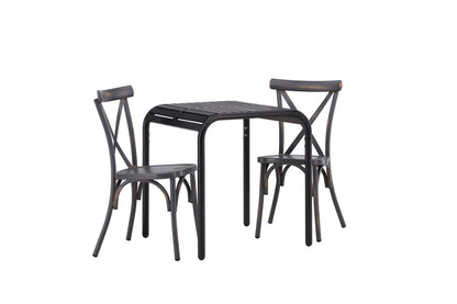 Luxusbetten24 Olivio Cafégruppe 3‑teilig, Wetterbeständig Outdoor Set Dunkelgrau