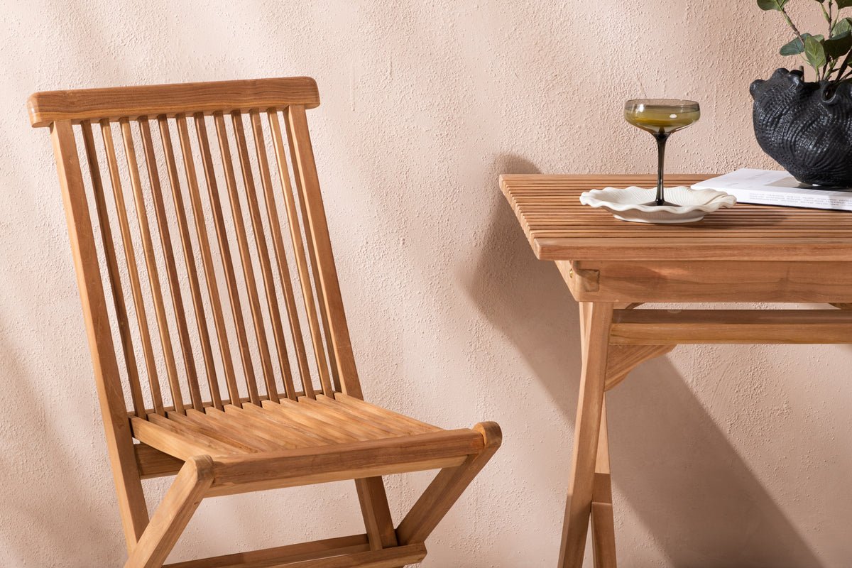 Wavaro Garten-Cafégruppe 3‑teiliges Set aus Teakholz, Natur Outdoor