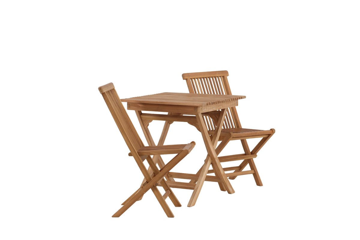 Wavaro Garten-Cafégruppe 3‑teiliges Set aus Teakholz, Natur Outdoor