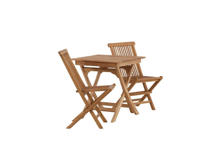Wavaro Garten-Cafégruppe 3‑teiliges Set aus Teakholz, Natur Outdoor