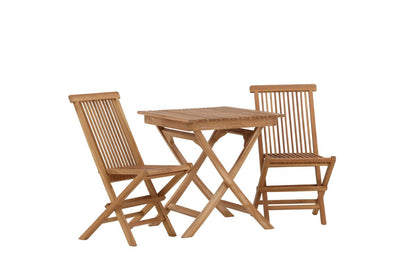 Wavaro Garten-Cafégruppe 3‑teiliges Set aus Teakholz, Natur Outdoor