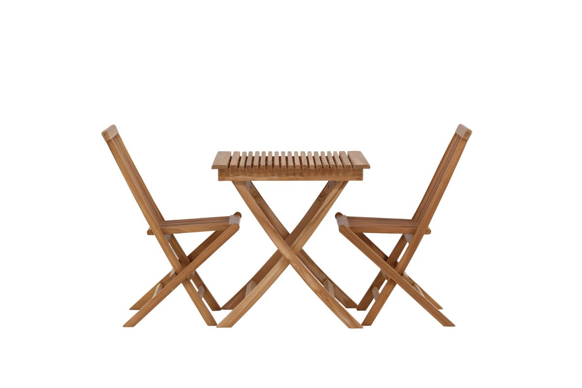 Wavaro Garten-Cafégruppe 3‑teiliges Set aus Teakholz, Natur Outdoor