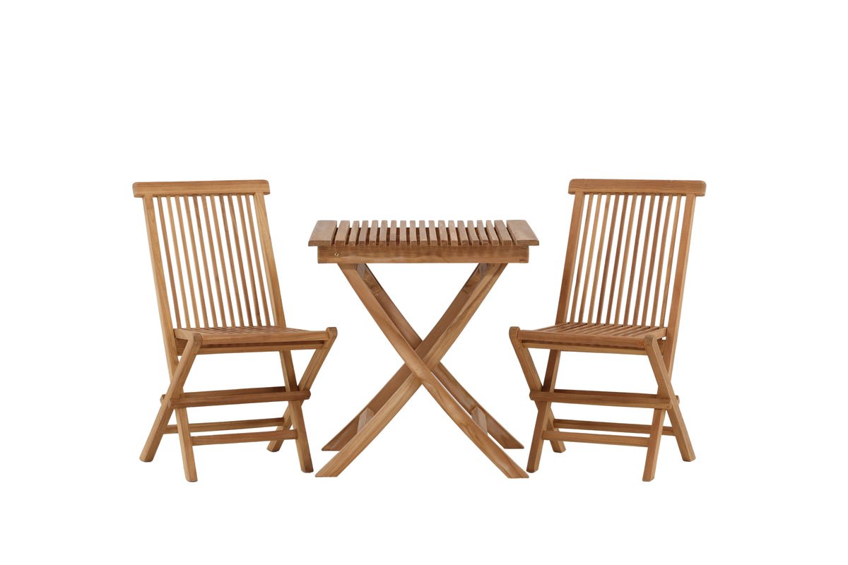 Wavaro Garten-Cafégruppe 3‑teiliges Set aus Teakholz, Natur Outdoor