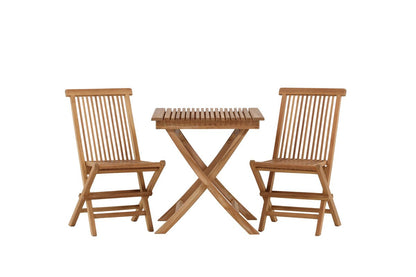 Wavaro Garten-Cafégruppe 3‑teiliges Set aus Teakholz, Natur Outdoor