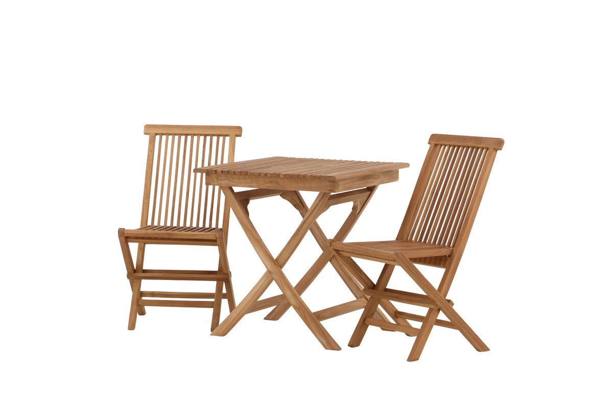 Wavaro Garten-Cafégruppe 3‑teiliges Set aus Teakholz, Natur Outdoor