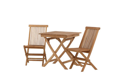 Wavaro Garten-Cafégruppe 3‑teiliges Set aus Teakholz, Natur Outdoor