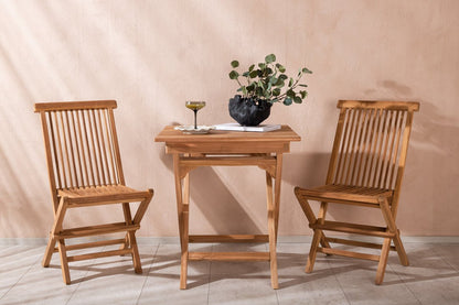 Wavaro Garten-Cafégruppe 3‑teiliges Set aus Teakholz, Natur Outdoor