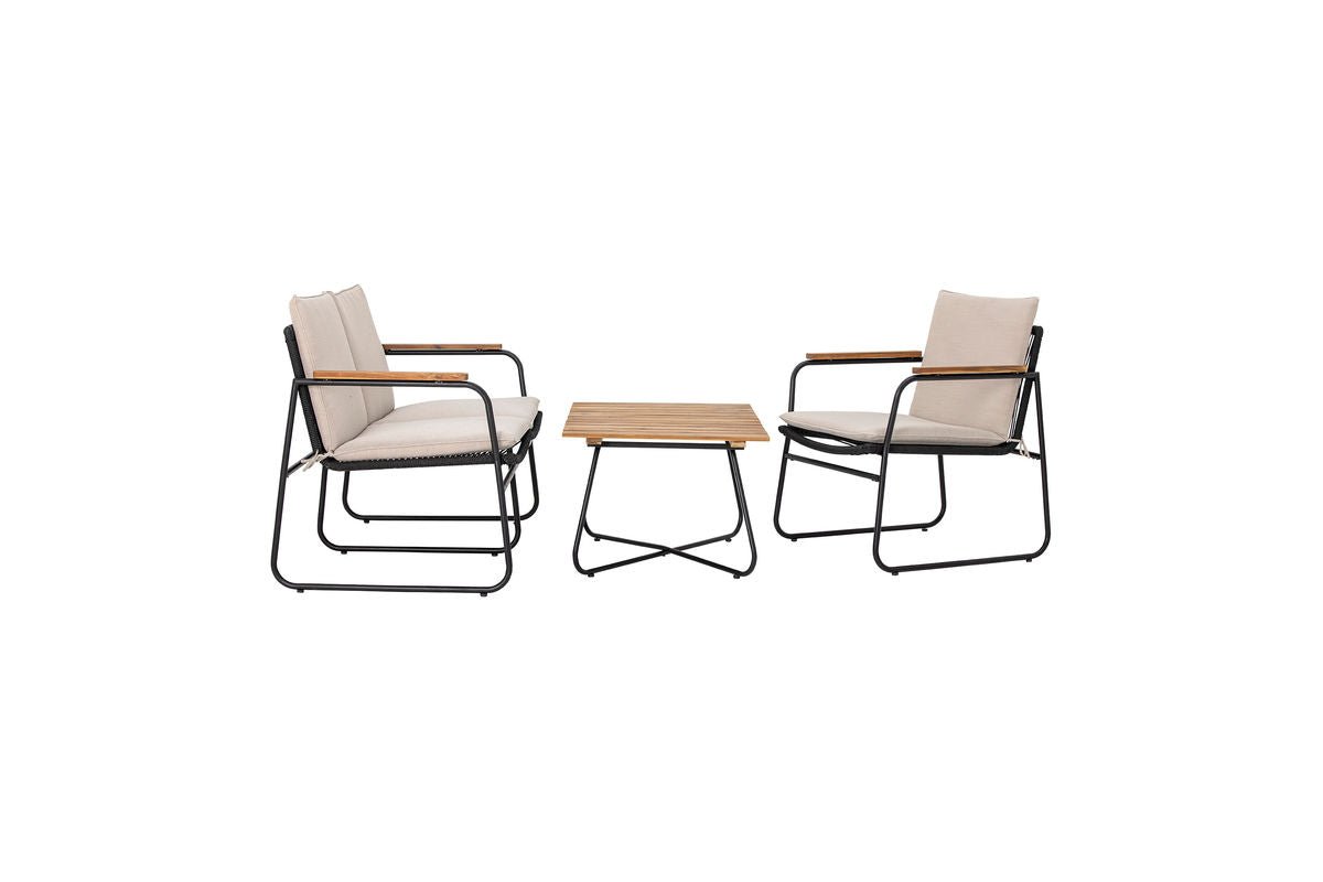 Beri Garten-Couchtisch aus Akazienholz mit Metallgestell, Braun Design