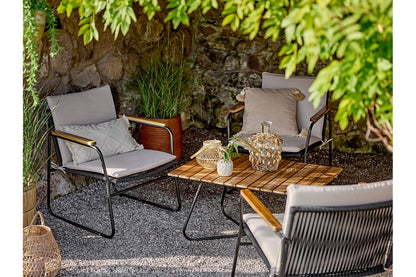 Beri Garten-Couchtisch aus Akazienholz mit Metallgestell, Braun Design
